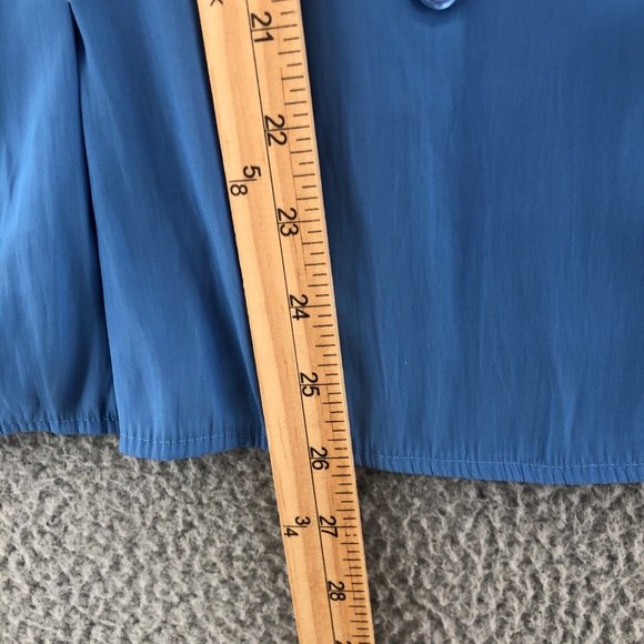 Smythe Blouse Womens Medium Blue Yoda Cap Sleeve Double Breasted Button Slouchy - Picture 13 of 14